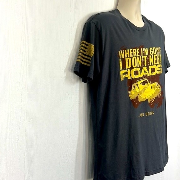 Grunt Style - Where I’m Going I Don’t Need Roads Or Doors Gray T Shirt Large - Picture 4 of 11